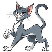 Dynamic Grey Cat with Bold Outlines. vector