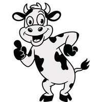 Dynamic Barnyard Cow on White Background. vector