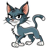 Mischievous Cartoon Cat on White Background. vector
