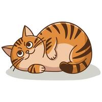 A cartoon cat lying down on the floor vector