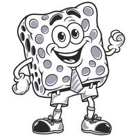 Playful Square Sponge Character in Flat Colors. vector
