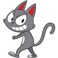 A cartoon cat with red eyes and a big smile vector