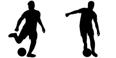 Set shadow of a male football player on transparent background vector