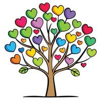 heart tree and basket of hearts isolated on white background vector
