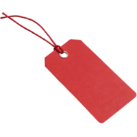 red tag with secure tie, suitable for labeling item, isolated on transparent background png