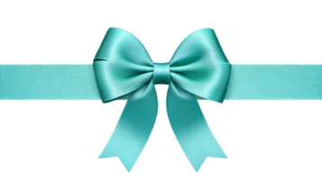 Elegant aqua blue satin ribbon bow and ribbon isolated transparent background perfect for gift png