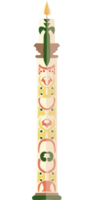 A decorative digital illustration of a tall, ornate candle with intricate traditional patterns in warm earthy tones. png
