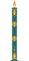 Gold pattern on green candle with frames for decoration. png