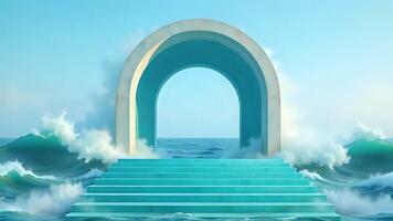 Surreal Ocean Scene with a Grand Stone Archway photo