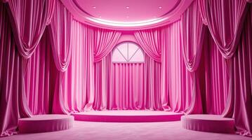 Romantic Interior with Luxurious Drapes and Soft Lighting in Studio Setting photo