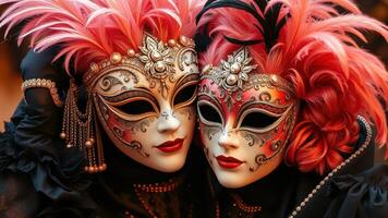 Festive Celebration with Flowing Beads and Vibrant Party Decorations photo