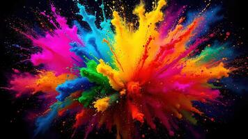 Vibrant Color Explosion with Multicolored Dust and Glitter Splashes photo