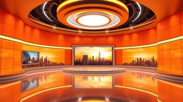 Sleek broadcasting environment with modern design and clean lines photo