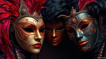 Mysterious Charm of Venetian Masks with Rich Palette and Textures photo