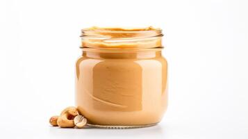 jar peanut butter on white photo
