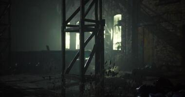 Light filters through the dilapidated structure in an abandoned location video
