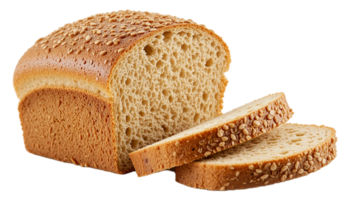 Close-up of a sliced loaf of sesame seed bread on transparent background png