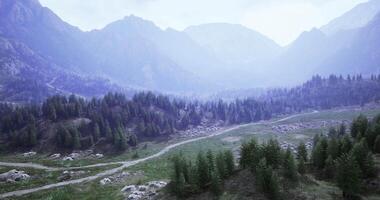 Scenic view of mountain landscape with winding paths and lush vegetation video