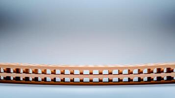 Close-up view of a wooden harmonica resting on a smooth gradient background, showcasing craftsmanship photo