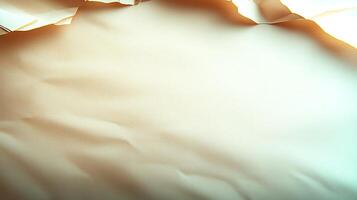 Close-up view of crumpled paper texture with soft lighting, ideal for backgrounds or design elements photo