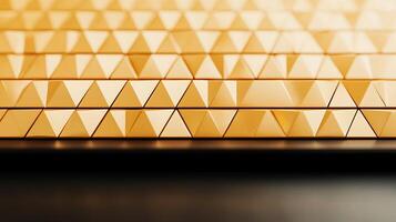 Close-up view of golden triangular patterns creating a textured surface, showcasing intricate design photo