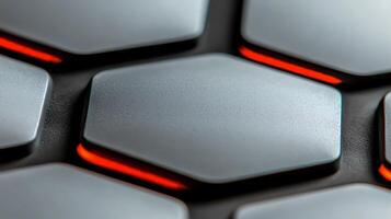 Close-up view of hexagonal patterned surface with glowing edges, showcasing modern design elements photo