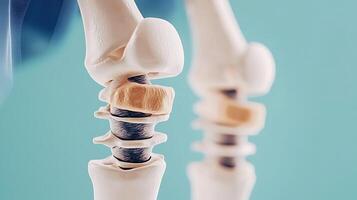 Close-up view of human knee joint anatomy highlighting cartilage and bone structure for educational use photo