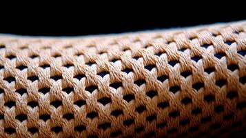 Close-up view of intricately woven fabric showcasing texture and pattern in a dark setting photo