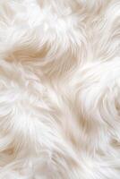 A soft and plush white fur background creates an elegant setting for fashion-related content. The texture enhances visual appeal while providing a sophisticated canvas for golden text photo