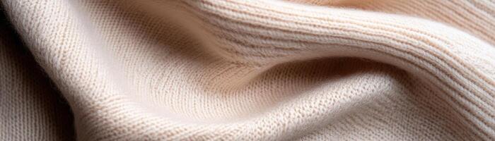 Gentle folds of a tightly woven beige knitted fabric create a rich texture, enhanced by deep black shadows that add depth and an elegant mood to the overall visual experience photo