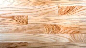 Close-up view of polished wooden planks showcasing natural grain patterns in a bright setting photo