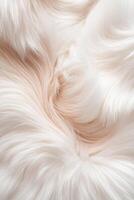 This composition highlights a gently flowing texture of white and beige fur, emphasizing delicate highlights that enhance a sense of luxury. The design creates a serene and inviting aesthetic photo