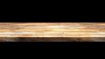 Close-up view of rustic wooden table showcasing natural grain patterns and textures photo