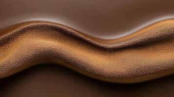 Close-up view of smooth, wavy brown fabric with a rich texture and sheen, ideal for fashion design photo