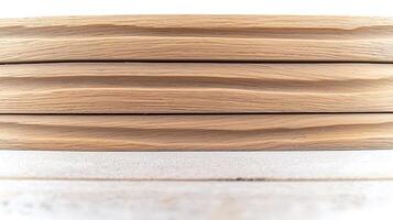 Close-up view of textured wooden planks stacked horizontally, showcasing natural grain patterns photo