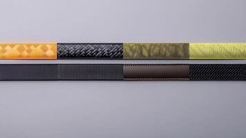 Close-up view of various textured materials showcasing unique patterns and colors photo