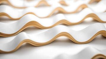 Close-up view of wavy paper sheets showcasing texture and layers in a bright setting photo