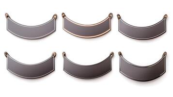 Collection of six elegant blank nameplates with varying finishes for customizable signage photo