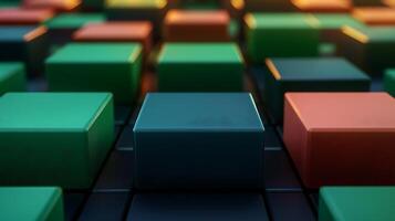 Colorful 3D cubes arranged in a grid, showcasing vibrant colors and depth in a digital environment photo