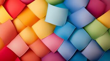 Colorful abstract arrangement of layered paper squares creating a vibrant textured background photo