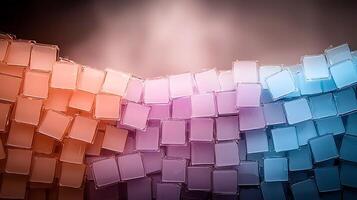 Colorful abstract arrangement of translucent containers creating a gradient effect, with soft lighting photo