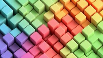 Colorful 3D cubes arranged in a vibrant pattern, creating a playful and dynamic visual effect photo