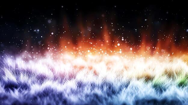 Colorful abstract background with vibrant waves and sparkling particles creating a dreamy atmosphere photo