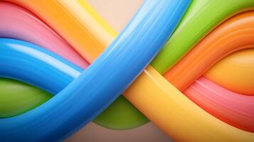 Colorful abstract composition of intertwined smooth ribbons creating a vibrant visual effect photo