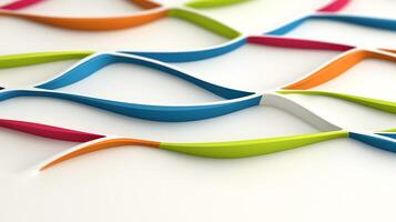 Colorful abstract design with curved lines on a white background, ideal for modern decor or branding photo