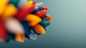 Colorful abstract design featuring sharp, petal-like shapes against a soft gradient background photo