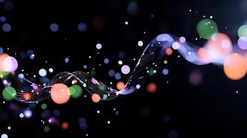 Colorful abstract light waves with bokeh effect on dark background creating a dynamic atmosphere photo