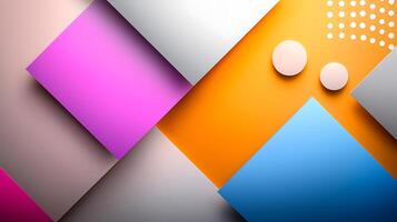 Colorful abstract geometric shapes in layered composition with soft shadows and gradients photo