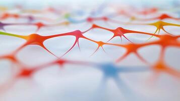 Colorful abstract network of interconnected nodes and lines on a soft background, showcasing creativity photo