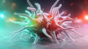 Colorful abstract illustration of a microscopic organism with intricate details and glowing effects photo